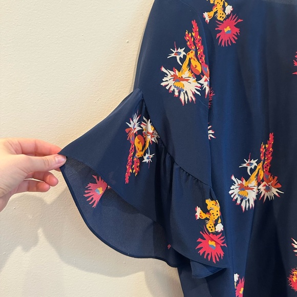 MADEWELL Navy 100% Silk Cacti Blouse - Picture 8 of 11